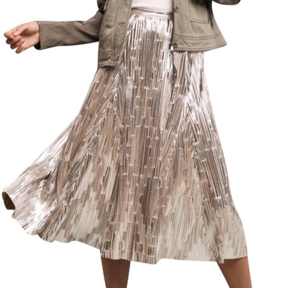 Maeve metallic silver skirt